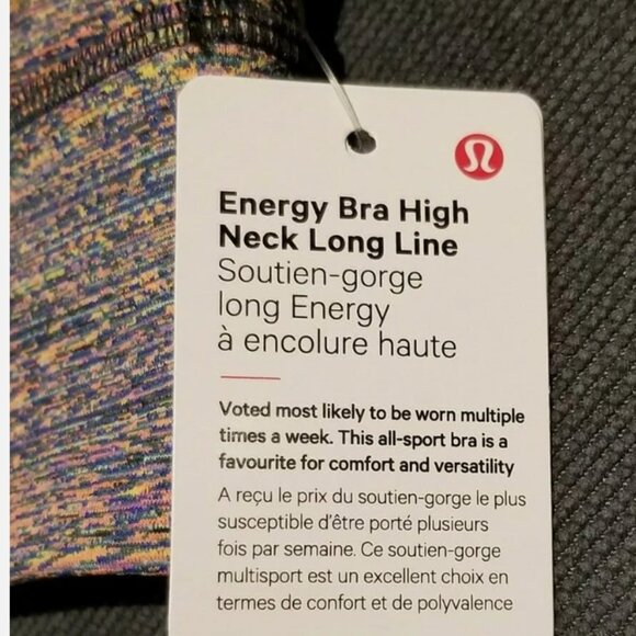 Lululuemon Energy Bra High Neck Long Line Sz4 Spectral Fusion Jacquard BNWT! - Picture 8 of 8